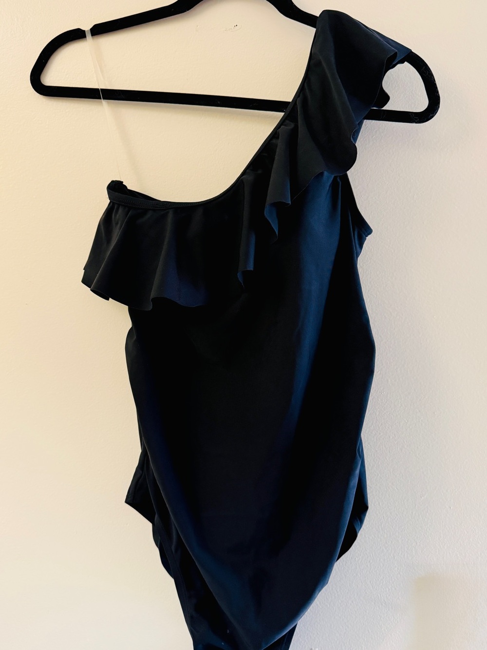 Motherhood Black One-Shoulder Ruffle Dress